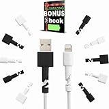 Cord Saver for Apple Lightning Cables – 3 Pairs of White and 3 Pairs of Black Cable Protectors for Chargers - iPhone, iPad, and iPod USB Cords Sleeves