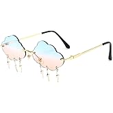 ENTHYI Cloud lightning Sunglasses for Women/Men Rimless Wave Glasses Eyewear for Party Rimless Sun glasses