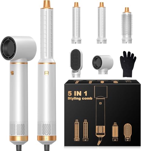 OKWRAP Hair Styler 5 in 1 Air Styler, 1000 W Hot Air Brush, Combines the Functions of Hairdryer, Automatic Curling and Hairdryer Brush, Contains High Concentration Negative Ions