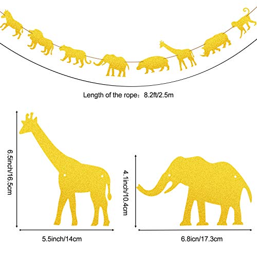 3 Pieces Gold Jungle Safari Animal Banner Garland Zoo Themed Baby Shower Boys Girls Birthday Party S - //medicalbooks.filipinodoctors.org