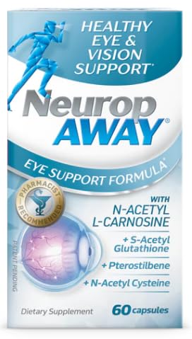 NEUROPAWAY EYE SUPPORT SUPPLEMENT 60CT WITH LUTEIN N-ACETYL L-CARNOSINE S-ACETYL GLUTATHIONE N-ACETYL CYSTIENE PTEROSTILBENE LYCOPENE ZEAXANTHIN TO SUPPORT HEALTHY VISION, HELPS BLURRY AND DRY EYES