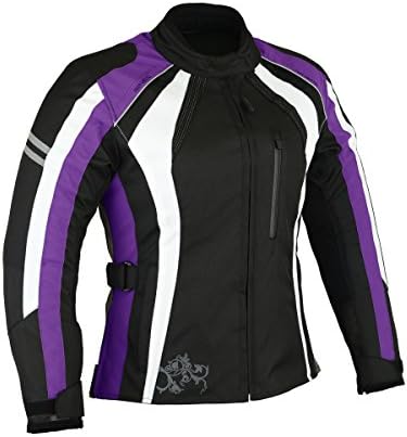 Altimate Women's Metro Waterproof Motorcycle Jacket Black Purple White SMALL)