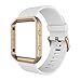 Simpeak Band Compatible with Fitbit Blaze Smartwatch Sport Fitness, Silicone Wrist Band with Meatl Frame Replacement for Fitbit Blaze Men Women, Large, White Rose Gold Frame, Large