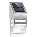 PROZOR Solar Light PIR Motion Sensor Light Waterproof LED Outdoor Wall Light with Stainless Steel Case for Outdoor Garden Fence Pathway Gutter Yard Silver