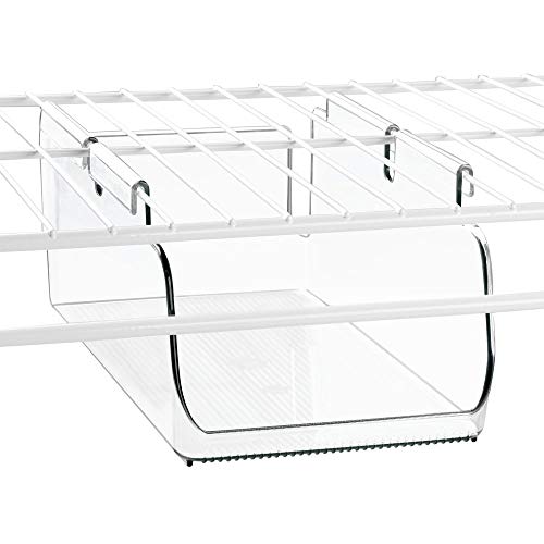 mDesign Plastic Hanging Closet Storage Organizer Tray - Small Bin for Bedroom, Linen, Entryway, Hall Closets - Holds Leggings, T-Shirts, Sports Bras, Winter Scarves, Belts, Gloves - Clear