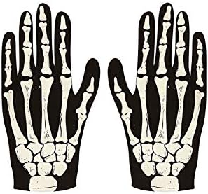 CHILDRENS BONE PRINT SKELETON GLOVES HALLOWEEN UNISEX FANCY DRESS ACCESSORY