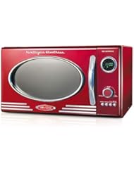 Nostalgia RMO4RR Retro Large 0.9 cu ft, 800-Watt Countertop Microwave Oven,Â 12 Pre-Programmed Cooking Settings, Digital Clock, Easy Clean Interior, Metallic Red