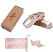 WENDYWU Professional Ballet Pointe Shoe for Kids Girl and Ladies Pink PU Soled Ballet Pointe Dance Shoes with Toe Pads