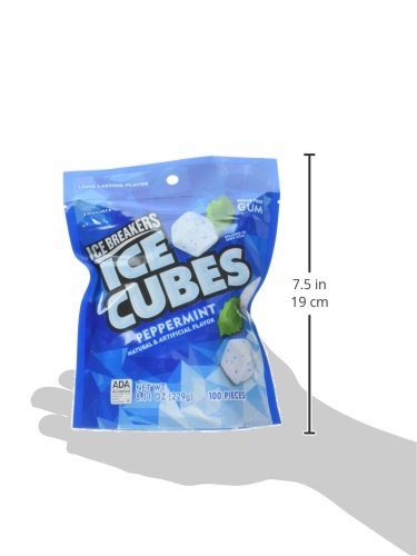 ICE BREAKERS ICE CUBES SUGAR FREE GUM, PEPPERMINT, 100 PIECES, 8.11 OZ