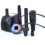 COODIA 15W 200GPH (750L/H) Submersible Pump Fountain with 12 RGB Color led Light Flow Adjustable, for Aquarium Pond Fountain Fish Tank Water Hydroponic