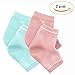 PrettyDate 2 Pair Spa Moisturising Silicone Gel Heel Socks for Dry Hard Cracked Skin Moisturizing Open Toe Comfy Recovery Socks Day Night Care fits U.S. Women Size 4-8.5.Men size 6-10.5 (M,Green+Pink)