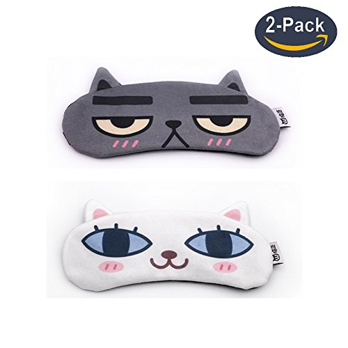 [2 PACK] MicroBird Cat&Dog Cute Sleep Eye Mask with gel pad, Hot & Cold Therapy for Insomnia Puffy Eyes, Super Soft and Light, for Sleeping, Shift Work,Blindfold Eyeshade for Men and Women kid - Thumbnail 7