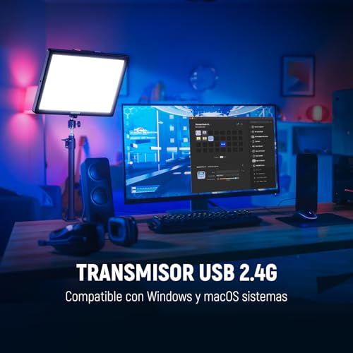 NEEWER GL1 Pro 15,5" Key Light Luz para Streaming, Foco Video con 2.4G PC y iOS Android App Control, 2800 Lúmenes, Sopporte de Escritorio, Compatible con Elgato Stream Deck para Gaming/Zoom, Negro