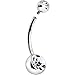 Body Candy Women's Stainless Steel Clear Accent Internally Threaded Belly Body Piercing Ring 1/2