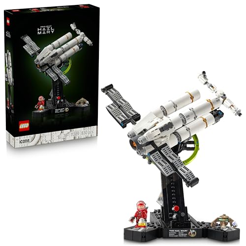 LEGO Icons Der Astronaut - Miniatur Raumschiff Modellbau für Erwachsene - Austellungsset inkl. Ryland Grace Minifigur & Rocky Figur - Science Fiction