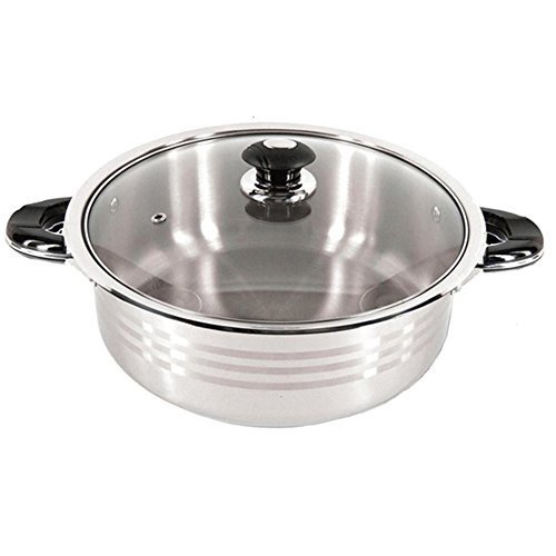 Click Here to See More Images Super X 10-Quart Heavy-Gauge Stainless Steel Shallow Pot with Glass Lid