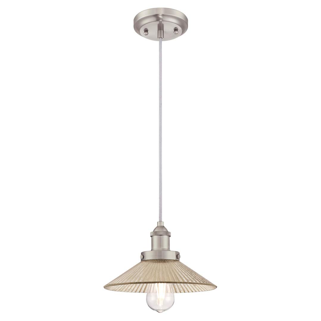 63388 Bonnie One-Light Indoor Pendant, Brushed Nickel Finish with Ribbed Antique Mirror Glass
