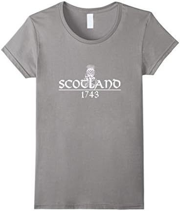 Women's Scotland 1743 T-shirt, Scottish Thistle Gaelic Tee Shirt XL Slate