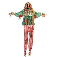 Haunted Hill Farm 65-in. Animatronic Scarecrow Clown, Indoor/Outdoor Halloween Decoration, Flashing Eyes, Poseable, Battery-Operated, HHCLOWN-15FLSA Haunted Hill Farm 65-in. Animatronic Scarecrow Clown, Indoor/Outdoor Halloween Decoration, Flashing Eyes, Poseable, Battery-Operated, HHCLOWN-15FLSA