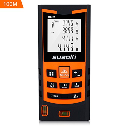 Suaoki S9 330ft Laser Distance Measure, Laser Measure with 2 Bubble Levels ,Pythagorean Mode and Area , Volume Calculation and Range Finder / Digital Tape Measure