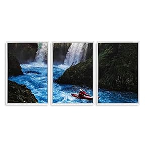 3 Piece Framed Canvas Wall Art for Living Room, Bedroom Waterfall in Deep Forest of Croatia Canvas Prints for Modern Home Decoration Ready to Hang - 16"x24"x3 Panels