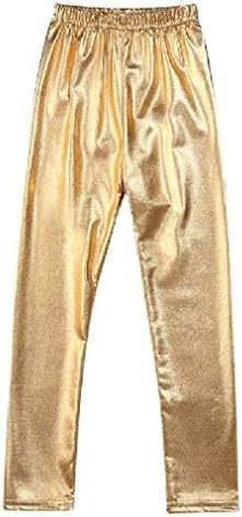 Whobesta Girl Leggings Elastic Sequined Waterproof Windproof Stain-Proof Ninth Trousers Golden 9T