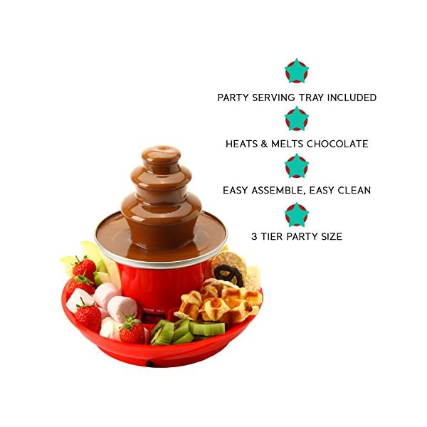 Global Gourmet Chocolate Fountain Mini Fondue Set with Party Serving Tray Included | Electric 3-Tier Machine with Hot…