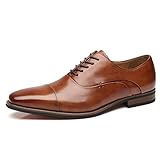 La Milano Mens Cap Toe Oxford Leather Lace Up Classic Comfortable Modern Formal Business Dress Shoes for Men