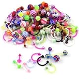 Coolrunner Wholesale Multicolor 80 Flexible Lip Tongue Eyebrow Bar Rings Barbell Piercing Body Jewelry