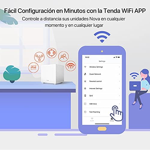 Tenda nova wifi mesh ac2100 mw12 - mesh wifi tri -banda system para casas e casas - cobertura de até 500m² - 3x3 portas de gigabit e 100 dispositivos - wi -fi router repetitor- 3 pacote branco