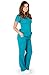 Ultra Soft Brand Scrubs - Premium Womens Junior Fit 3 Pocket Mock Wrap Scrub Set, Teal 39114-Medium
