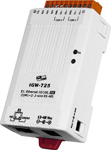 ICP DAS USA ICP-tGW-725 Compact Modbus TCP to Modbus RTU/ASCII gateway with PoE and 2 RS-485 Ports (Best Web Server For Rails)