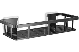 Shower Caddy 1Pack, No Drill Adhesive Black Wall Mounted Bathroom Organizer, Waterproof Rustproof Heavy Duty Space Saving Sho