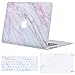 MOSISO Compatible with MacBook Air 11 inch Case (Models: A1370 & A1465), Plastic Pattern Hard Shell Case & Keyboard Cover Skin & Screen Protector, Pink Marble