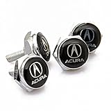TKXT 4 Pcs Separate Zinc alloy Logo License Plate Frame Bolt Screws Fastener For Acura（Black）