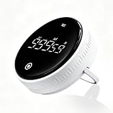 Digital Kitchen Timer, Magnetic Visual Countdown Countup Timer with Large LED Display, Adjustable Volume, Easy for Seniors and Kids, for Cooking, Classroom, Fitness, Study (White)