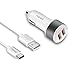 noot products Car Charger for LG Stylo 4/V40/G7/G6/V30/G5/V20-36W Quick Charge 3.0 Two-Port USB Charge Adapter with 6FT / feet USB Type C to A Fast Charging Cable Cord