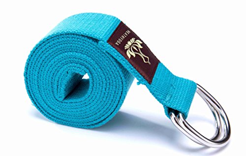 Heathyoga Yoga Strap Made from Durable Cotton with Adjustable D-Ring, Improve Flexibility & Strength for Yoga Stretching Fitness and Physical Therapy Length 8ft