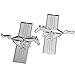 QUIOSS Running Horse Pony Car Grille Emblem Badge Ford Mustang Tri Bar Chrome Finish Bolts