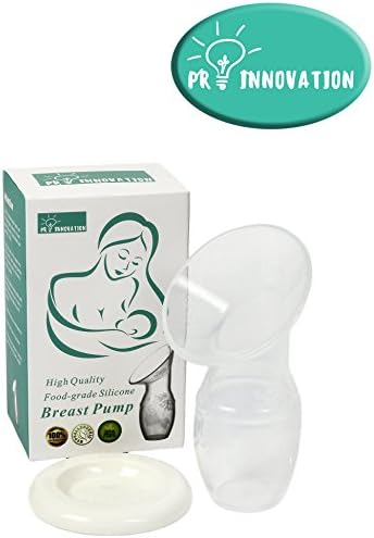 PRO INNOVATION Manual Silicone Breast Pump for Breastfeeding with Lid Flexible Silicone 100% Food Grade BPA - Portable Silicone Comfortable Manual Breastmilk Pump Suction For Travel