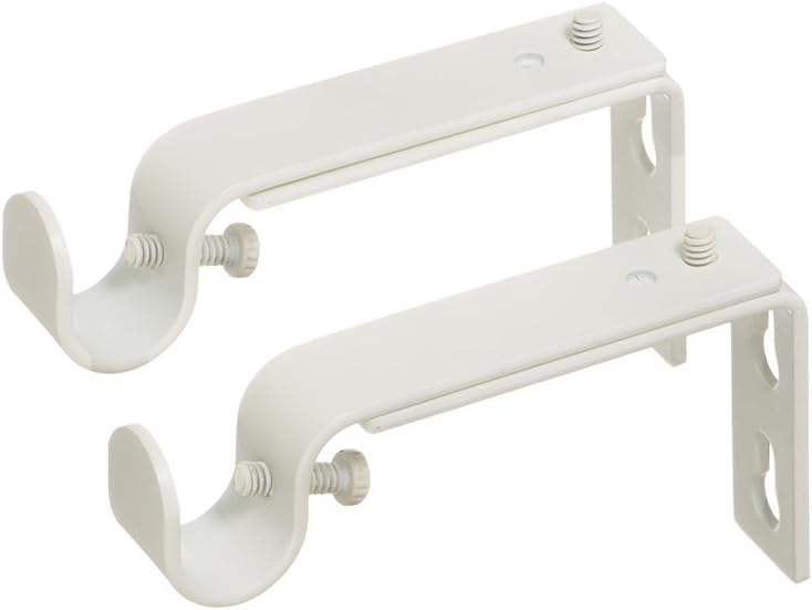 Ivilon Adjustable Brackets for Curtain Rods - for 1/2 or 5/8 Inch Rods. Set of 2 - Ivory