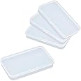 Fansoftiks 4-Pack Clear Rectangle Storage Boxes With Hinged Lids - Small Parts Organizer (4.8" X 2.9" X 0.67")