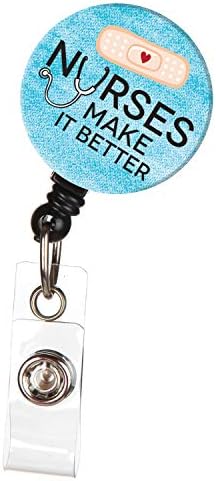 Nurses Make It Better Retractable Badge Reel with Swivel Clip, ID Card or Name Badge Holder