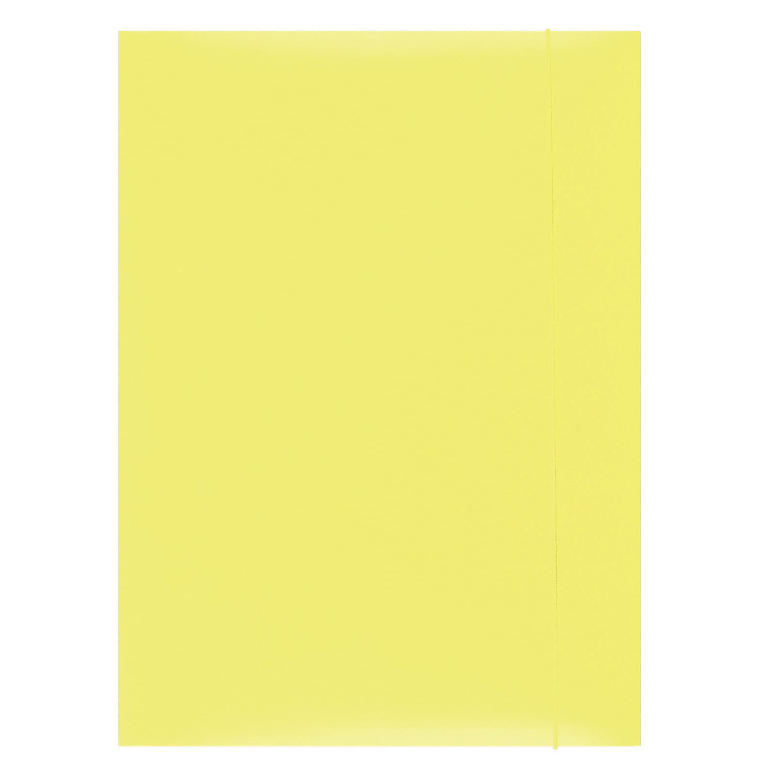 Elasticated File Office Products Cardboard A4 300gsm 3 Flaps Yellow/Document Archiving/Type-3-flap/Kind-with Eraser/Index-N.a. / Pockets-N.a. / Material-Cardboard/Dividers-N.a.