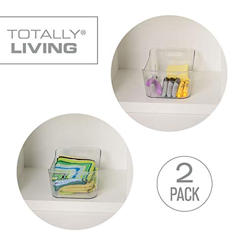 Totally Kitchen Clear Plastic Storage Bins with Handles Durable