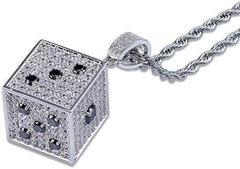AOVR Hip Hop Cuban Link Chain 14k Gold Silver Plated CZ Crystal Fully Iced-Out Plug Pendant