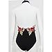 Gobought Women's Rose Embroidery Backless Lace Up Bodysuit Tops