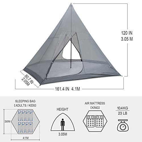 KAZOO Family Camping Tent Large Waterproof Tipi Tents 8 Person Room