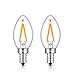 CRLight C7 1W LED Night Light Bulbs 15W Equivalent 150LM Warm White 2700K, E12 Candelabra Base Clear Glass C7 Mini Candle Torpedo Shape, Non-dimmable, 2 Pack