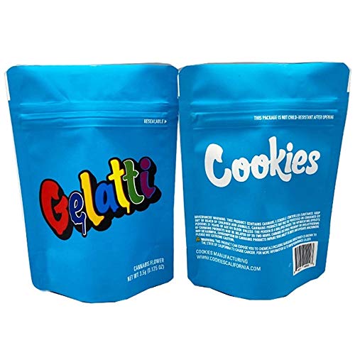100 Pack Cookies Mylar Bags 3.5g Smellproof Ziplock Resealable Heatseal